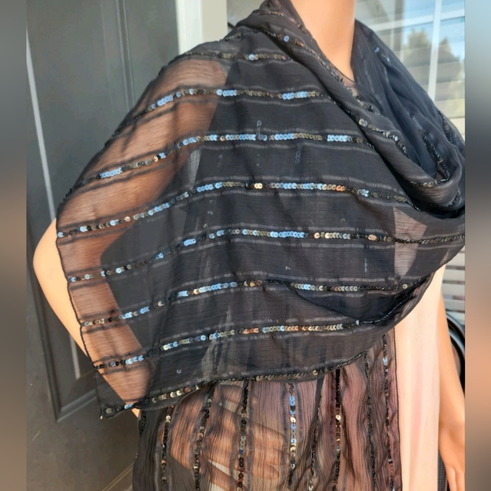 Cejon Black Sequined Rectangular Evening Prom Sca… - image 7